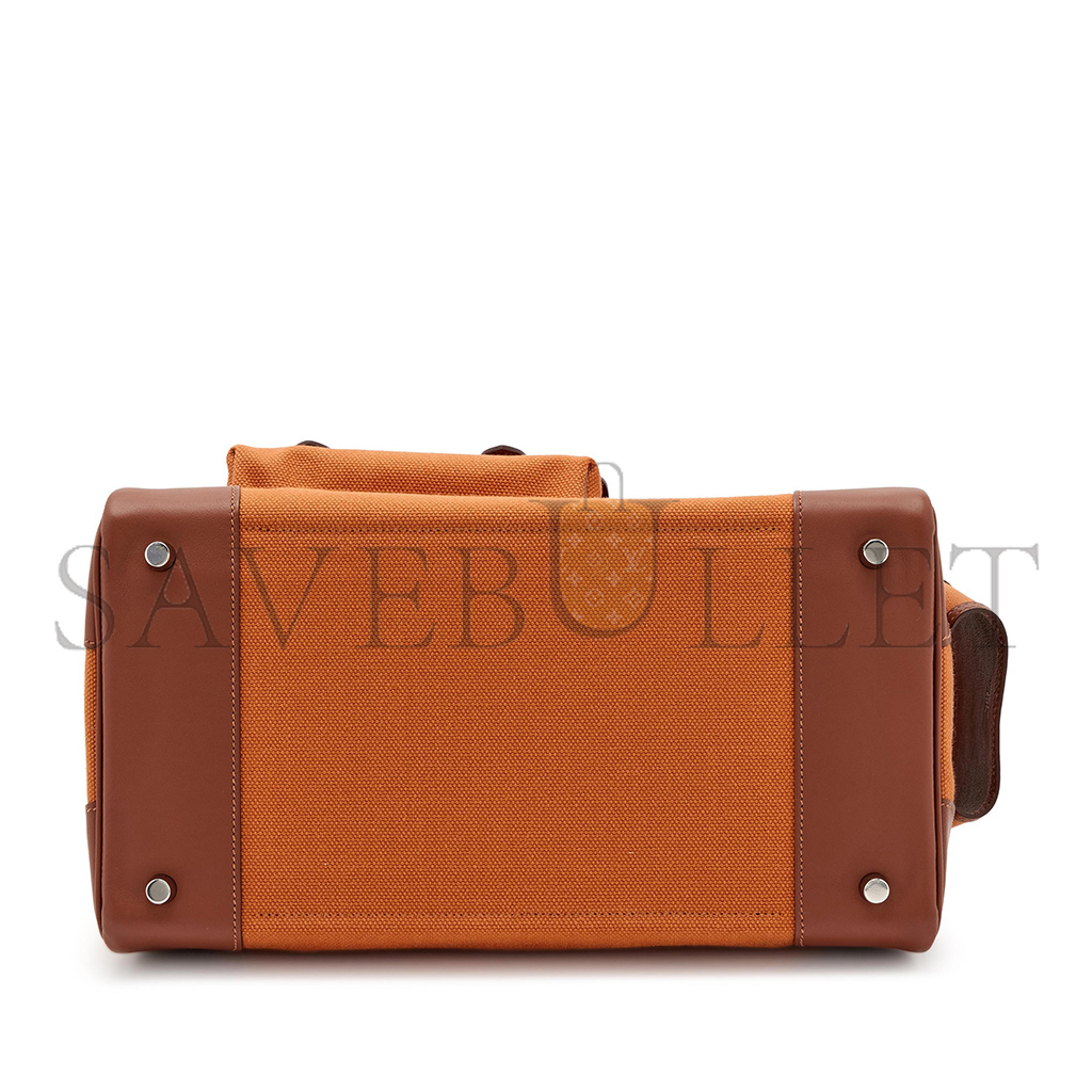 HERMES MASTER BIRKIN 35 CANVAS AND SWIFT LEATHER ORANGE SILVER BUCKLE H079238CKA2 (35*25*18cm)